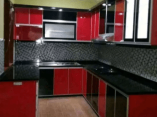 Kitchen set merah hitam