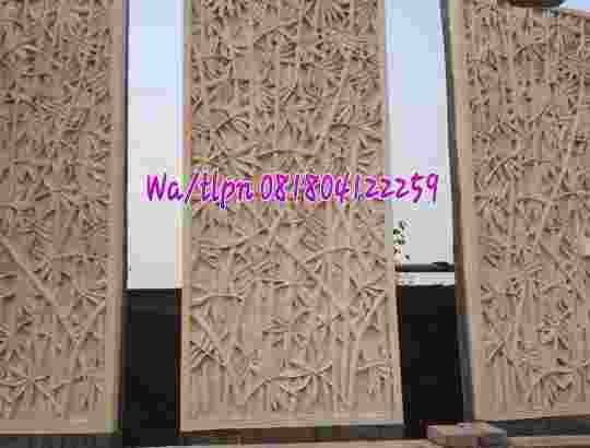 relief daun bambu batu alam