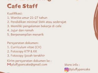 Dicari Cafe Staff umur 21-27