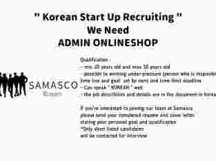 Lowongan Admin Onlineshop Korean start Up