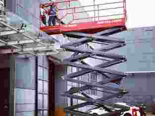 Scissor lift noblelift tinggi 10 m – 16 meter mura