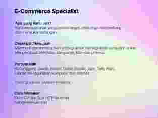 Lowongan E-Commerce / Marketplace