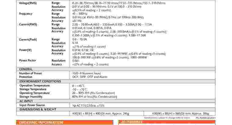 GW Instek APS-7100E 1000VA AC Power Source
