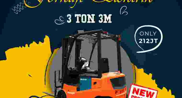 Dijual Promo Forklift Elektrik Kapasitas 3 Ton 3 M