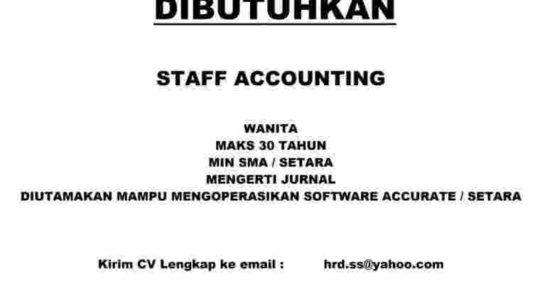 Lowongan Accounting / Akunting