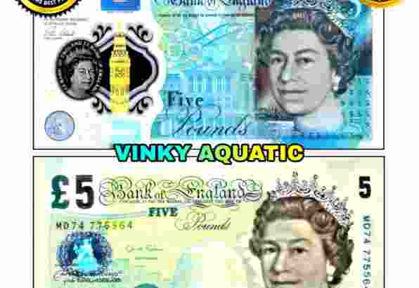 UANG KERTAS 5 POUNDSTERLING BRITANIA INGGRIS GBP GOOD QUALITY