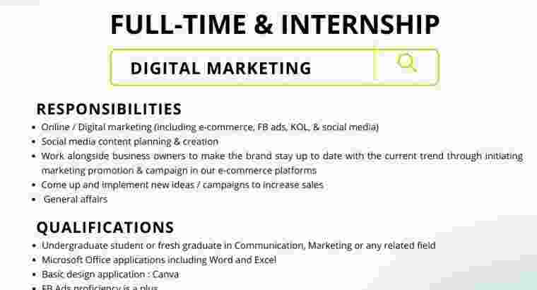 Lowongan Full-time/Internship Digital Marketing