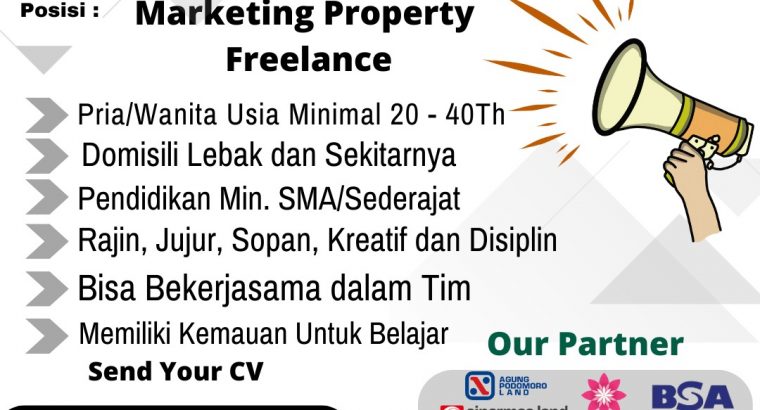 Dibuka Lowongan Marketing Property Freelance