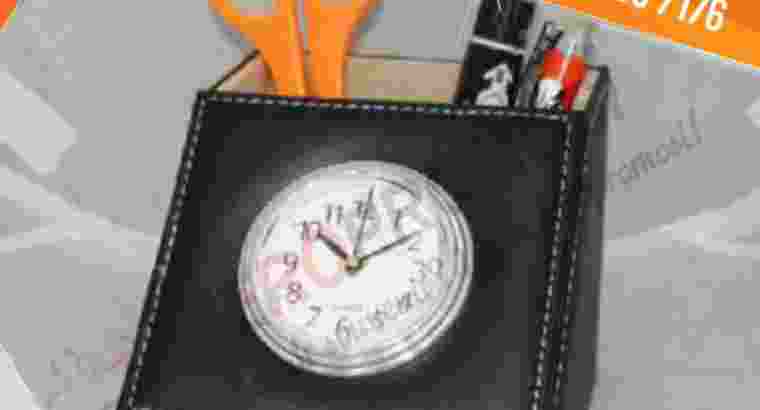 Souvenir jam meja tempat pensil kulit jhm510