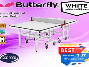 meja ping pong dengan merk BUTTERFLY putih